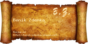Benik Zdenka névjegykártya